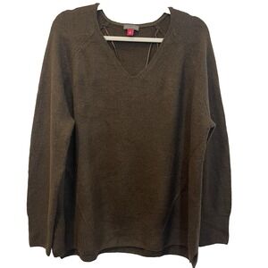 Vince Camuto Women's M Sweater Chocolate V Neck Warm Casual Cabincore